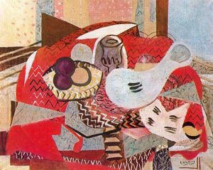 Georges Braque - Still life with red tablecloth