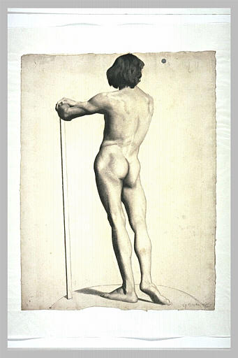  Artwork Replica Man standing, leaning on a stick, 1877 by Georges Pierre Seurat (1859-1891, France) | ArtsDot.com