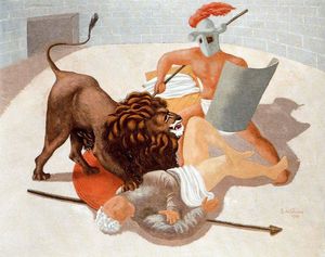 Giorgio De Chirico - Gladiators and Lion