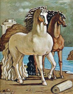 Giorgio De Chirico - Two Horses by a Lake