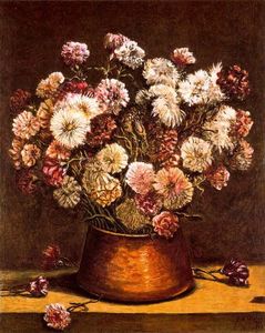 Giorgio De Chirico - Still life with flowers in copper bowl