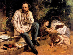 Gustave Courbet - Pierre Joseph Proudhon and his children in 1853