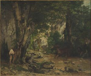 Gustave Courbet - Shelter of Deers at Plaisir Fontaine Creek