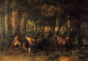Gustave Courbet - Spring, Stags Fighting