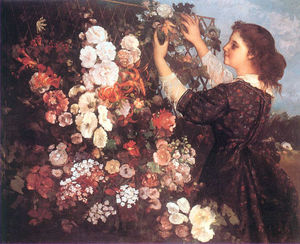 Gustave Courbet - The Trellis (Young Woman Arranging Flowers)
