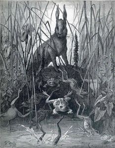 Paul Gustave Doré - The Hare and the Frogs
