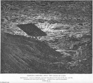 Paul Gustave Doré - Samson Carries away the Gates of Gaza