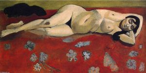 Henri Matisse - Sleeping Nude on a Red Background