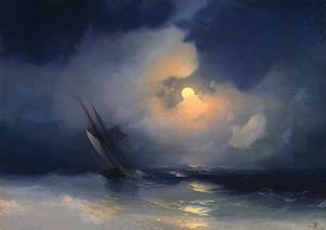 Ivan Aivazovsky - Storm at Sea on a Moonlit Night