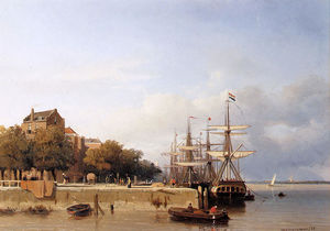 Johan Hendrik Weissenbruch - Ships on a quay