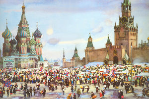 Konstantin Yuon - Palm Sunday Bazaar on Red Square