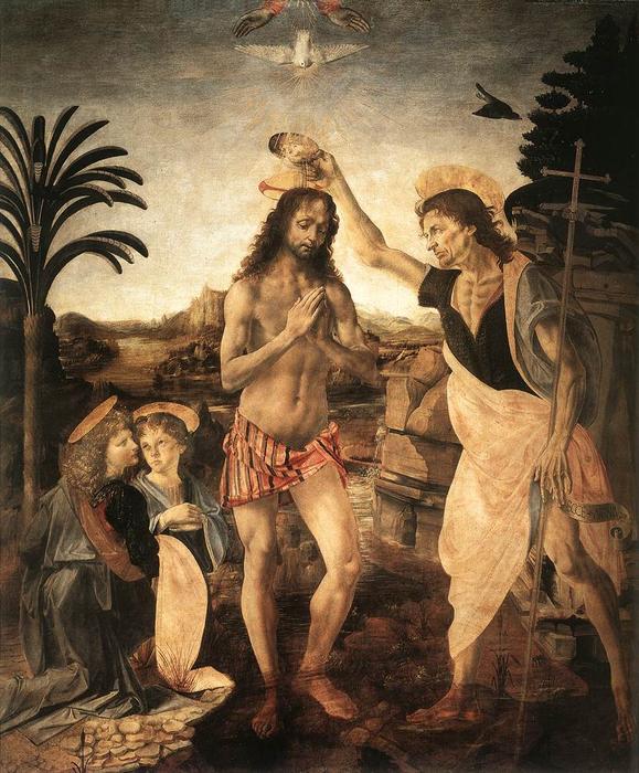 Order Oil Painting Replica The Baptism of Christ, 1475 by Leonardo Da Vinci (1452-1519, Italy) | ArtsDot.com