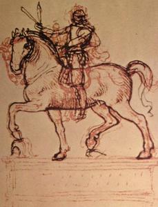 Leonardo Da Vinci - Drawing of an equestrian monument