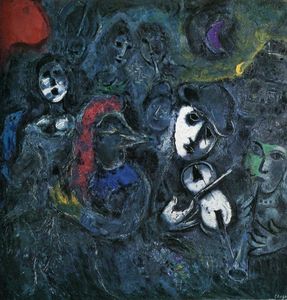 Marc Chagall - The street performers in the night