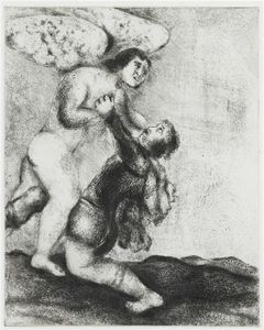 Marc Chagall - Jacob wrestling with the angel (Genesis, XXXII, 24 30)