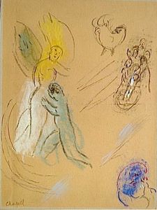 Marc Chagall - Study to --Jacob Wrestling with the Angel--
