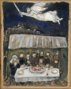 Marc Chagall - The Israelites are eating the Passover Lamb