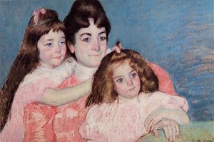 Mary Stevenson Cassatt - Portrait of Madame A. F. Aude and Her Two Daughters