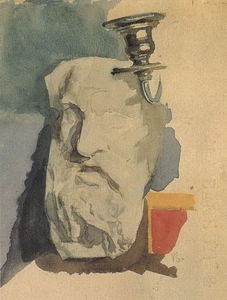Mikhail Vrubel - Still Life. Plaster mask, horn of chandelier.
