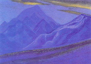 Nicholas Roerich - Ladakh. Golden clouds over blue mountains.