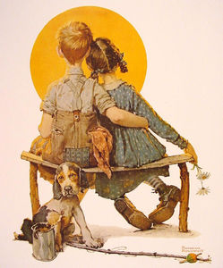 Norman Rockwell - Boy and Girl gazing at the Moon
