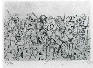 Otto Dix - Battle weary troops retreating - Battle of the Somme