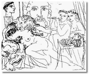 Pablo Picasso - Minotaur caressing a woman