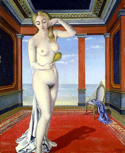 Paul Delvaux - Woman with mirror