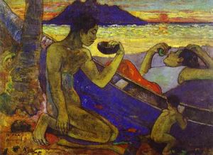 Paul Gauguin - A Canoe (Tahitian Family),