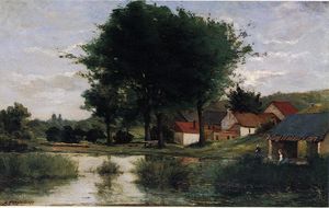 Paul Gauguin - Autumn Landscape (Farm and pond)