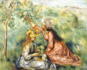 Pierre-Auguste Renoir - Girls picking flowers in a meadow