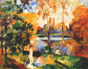 Pierre-Auguste Renoir - Landscape with female bathers