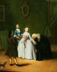 Pietro Longhi - A nobleman kissing lady-s hand
