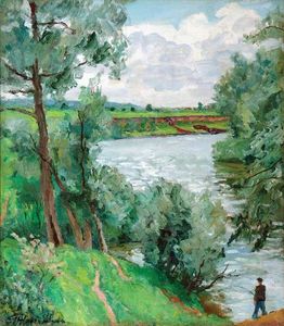 Pyotr Konchalovsky - On the river Protva. Fisherman.