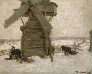 Pyotr Konchalovsky - Winter. The Mill on the Ker-island.