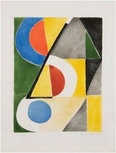 Sonia Delaunay (Sarah Ilinitchna Stern) - Abstract Composition with triangles and Semicircles