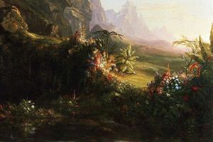 Thomas Cole - The Voyage of Life: Childhood (detail)
