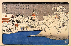 Utagawa Kuniyoshi - A Snowstorm at Kinryozan Temple