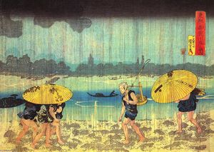 Utagawa Kuniyoshi - At the shore of the Sumida river