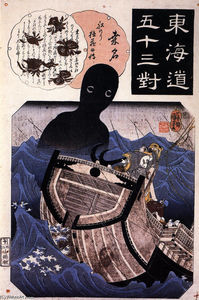 Utagawa Kuniyoshi - The sailor Tokuso and the sea monster