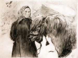 Valentin Alexandrovich Serov - In a Village. Peasant Woman with a Horse