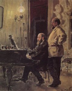 Vasily Dmitrievich Polenov - S. I. Mamontov, P. A. Spiro, at the piano