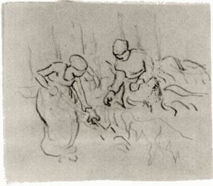Vincent Van Gogh - Sketch of Women in a Field