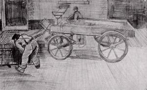 Vincent Van Gogh - Two Men with a Four-Wheeled Wagon
