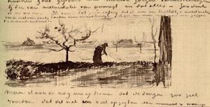Vincent Van Gogh - Stooping Woman in Landscape