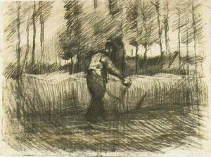 Vincent Van Gogh - Wheat Field with Trees and Mower