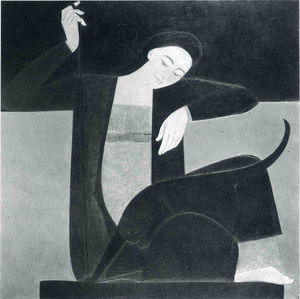 Will Barnet - Woman, Cat and String