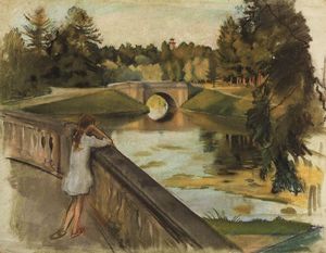 Zinaida Serebriakova - The Bridge at Gatchina (Karpin pond)