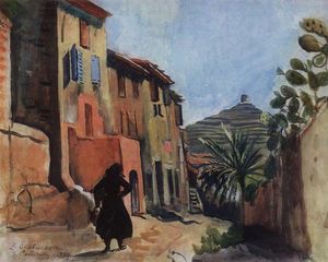 Zinaida Serebriakova - Collioure. Street with the palm