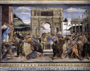 Sandro Botticelli - The Punishment of Korah and the Stoning of Moses and Aaron